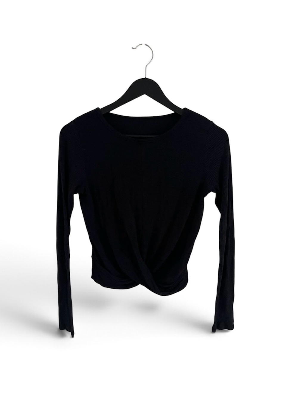 ALO Yoga Black Twist-Front Long Sleeve Top